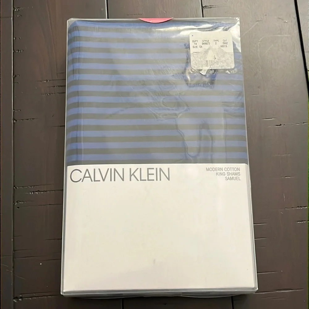 Calvin Klein Samuel Modern Cotton King Pillow Shams cobalt pink new 2 per pack